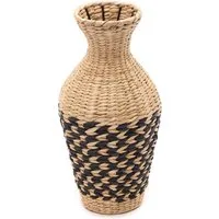 CREEDWOOD Wasserhyazinthenvase STROH VASE "CUADRO", Natur, Schwarz, 42 cm, Deko Boden Vase