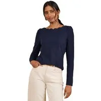Love & Roses Shirtbluse Love & Roses Langarm-Oberteil, U-Boot-Ausschnitt (1-tlg)