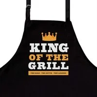 nomsum Kochschürze für Männer "King of the Grill" aus Baumwollmischung in Schwarz