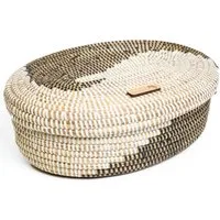 YAADU Brotkorb geflochtener Aufbewahrungskorb mit Deckel, Savannengras, 32x24cm - Handgefertigt in Afrika aus traditioneller Flechtkunst