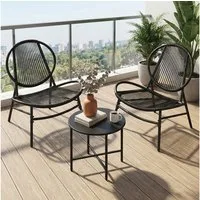 SONGMICS Gartenlounge-Set Balkonmöbel/Gartenmöbel-Set, (3-tlg., 2 Stühle, 1 Beistelltisch), Balkonmöbel, Gartenmöbel-Set, aus PE-Polyrattan, Outdoor