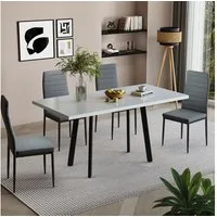 Vicco Esstisch Tisko, Weiß/Schwarz, 160 x 80 cm mit erweitbarer Tischplatte (1-St)