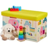 relaxdays Spielzeugtruhe Sitzbox für Kinder (1 St), Tiere