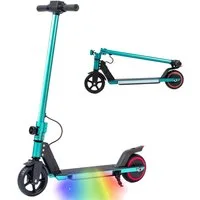 Vankel Cityroller 6,5'' Kinder E Scooter ab 6 Jahren, 60Wh, max. 8km, faltbar, 150 W, 14 km/h, (E-Bremse + Fußbremse, Aluminiumrahmen, Elektro-Kinderroller), LED-Streifen, Elektroroller mit EBS, zul. Gesamtgewicht: 50kg