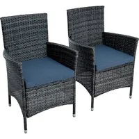 ESTEXO Gartenstuhl Rattan Gartensessel Polyrattan Stuhl 2er Set Sessel Anthrazit-Grau