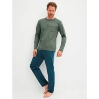 CALIDA Schlafanzug Relax Imprint 2 (2 tlg) Langarm-Shirt & Hose mit geradem Bein