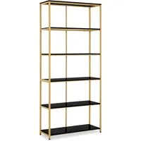 Barberpub Bücherregal BarberPub Bücherregal, Standregal mit 5 Ebenen, Büroregal, 5166, mit Metallrahmen, Marmor-Weiß, 30x80x180cm