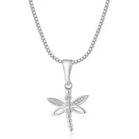 NAHLE Kette mit Anhänger Silberkette Libelle Kette, 925 Silber Anhänger mit Zirkonia - rhodiniert