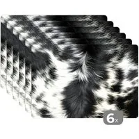 MuchoWow Platzset Die Kuhhaut einer Langhornkuh, (6-St), Platzsets, Tischset, Abwaschbar, Tischsets, Platzdeckchen