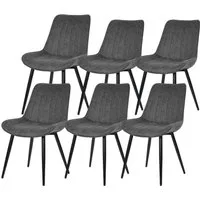 YOZI Esszimmerstuhl Esszimmerstuhl 6er Set Kunstleder Metallbeine gepolstert grau (6 St), 6er Set