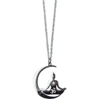 Saraswati Kette mit Anhänger Halskette "Buddha Moon" Edelstahl 3cm mit 50cm Edelstahlkette
