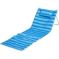 Mojawo Doppelliege Strandliege Strandmatte Rückenlehne Kissen faltbar L153xB53xH41cm Blau