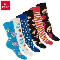 Footstar Basicsocken Damen/Herren Bunte Motiv Socken Funny Baumwollsocken