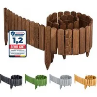 Garronda Rasenkante Beeteinfassung Holz Rollzaun Flexibler Rollborder Länge: 2m GD-0046