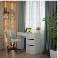 Vicco Schreibtisch Sherry, Weiß Hochglanz, 90 x 40 cm mit Schubladen (1-St)