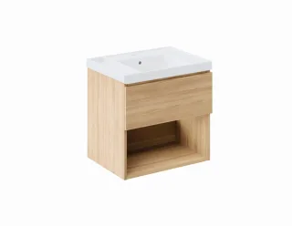 Cosmic Bbest Unterschrank 1 Schublade Und 1 Ablage mit Teckstone-Waschbecken, Eiche Natur, WJB010P06 WJB010P0601194
