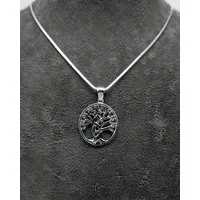 NAHLE Kette mit Anhänger Silberkette Lebensbaum Baum des Lebens Damen Kette (inkl. Schmuckbox), rhodiniert, anlaufgeschützt