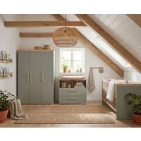 roba® Babyzimmer-Komplettset Jimmy - 3-teiliges Komplettzimmer - MADE IN EUROPE, (Set, Babybett 70 x 140 cm, Wickelkommode Schublade & Fach, Kleiderschrank), aus Holz - Klassisches Design - moderne Farben - Kinderzimmer Set