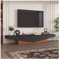 FUFU&GAGA Lowboard TV-Lowboard, Weiß und schwarz, 40 x 200 x 30.5 cm, Industriestil, MDF