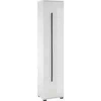 Home affaire Hochschrank Cantara, Badschrank in Hochglanz Weiß, Hochschrank im modernen Design mit schwarzen Griffen, ausreichend Stauraum