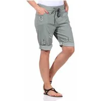 OriginalYou Bermudas Damen Bermuda kurze Sommer Hose im Distressed Look Knitterlook, mit Gummibund & Kordelzug, 38/40 bis 44/46 erhältlich