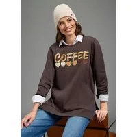 Laura Scott Longsweatshirt mit Seitenschlitzen und hochwertiger Stickerei