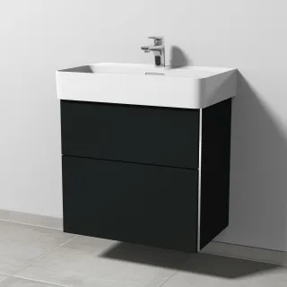 Sanipa 3way Waschtischunterbau zu Laufen VAL Waschtisch mit 2 Auszügen, Vulkan-Matt BP8221V
