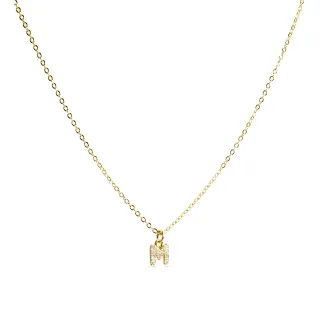 Luxenter Halskette mit glänzendem Zirkonia 18k Gold-Finish - Alphabet