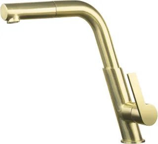 Neuesbad Serie 600 Spültischarmatur mit Eckiger Auslauf und PULL-OUT SPRAY, Gold Gebürstet NB1DEBQSR73M1