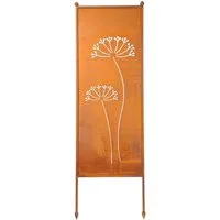 finehomegarden Gartenstecker Stele Metall Dolde Sichtschutz Edelrost Windschutz Outdoor H205cm B64cm Dekowand Garten / Spedition