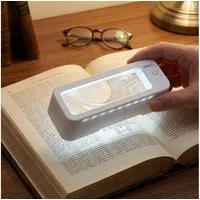 shop'n smile ideoon Leuchtlupe 5W LED 3-fach Leselupe dimmbar 3 Lichtfarben Akku Sehhilfe, bis 10 Std. Laufzeit per Touch-Steuerung, 36 helle CCT-LEDs