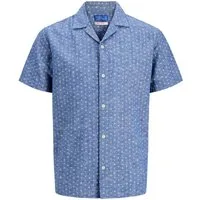Jack & Jones Kurzarmhemd Blusummer Linen Blend All-over-Print Shirt mit dezentem Allover-Muster