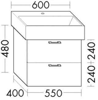 Burgbad Waschtischunterschrank Sys30 PG3 Diago 480x550x400 Nussbaum Dekor Smartline, WUJE055F6073 WUJE055F6073