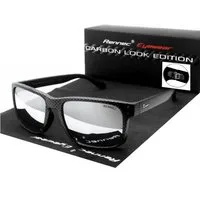 Rennec Sonnenbrille (Rechteckige Sonnenbrille Herren Carbon Optik Gläser Silber Verspiegelt) Motorsport Optik Brille mit stabile Edelstahlgelenke und Marken Logo
