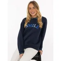 Zwillingsherz Hoodie "Smile Shine" Rundhals, mit Lurexstreifen an den Bündchen, glänzende Stickerei