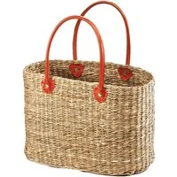 Kobolo Shopper Tasche Tragetasche ULI aus Seegras mit PU Henkeln (Stück, 1-tlg., 1 Stück), 41x19x30/50cm