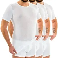 HERMKO Unterhemd 3847 (Pack, 3er) Bio Baumwolle extralanges kurzarm Shirt (10 cm) hergestellt in EU