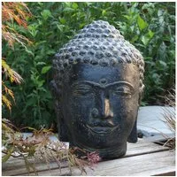 Oriental Galerie Dekofigur Buddha Kopf Gartenfigur Schwarz 33 cm (1 St)