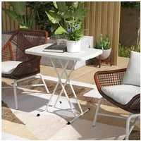 Outsunny Gartentisch höhenverstellbar, klappbar, aus Kunststoff, rechteckig (Balkontisch, 1-St., Beistelltisch Garten), 50kg belastbar, Sofatisch für Outdoor Indoor Balkon Terrasse Weiß