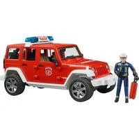 Jeep Wrangler Unlimited Rubicon Feuerwehrfahrzeug mit Feuerwehrmann, Modellfahrzeug rot/weiß