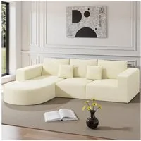 HawthyHome Sofa Cloud-Cord Ecksofa L-form 264x177cm, 1 Teile, Montagefrei Couch mit zwei Kissen für Wohnzimmer & Schlafzimmer