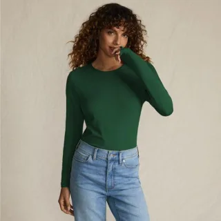Shirt aus Baumwolle/Modal-Mix mit Rundausschnitt, Damen,  Grün, Baumwolle Modal, by Lands' End