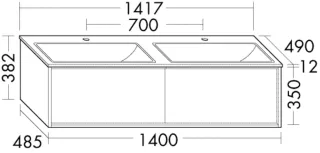 Burgbad Keramik-Waschtisch+Wtu Uomo Preisgruppe 3 Eiche Schwarz/Taupe, SHNM142F7477C0040 SHNM142F7477C0040