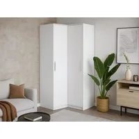 Beautysofa Eckschrank mit 2 Drehtüren, 2 Kleiderstangen und Regale BORA (Weiß) Breite: 108 cm