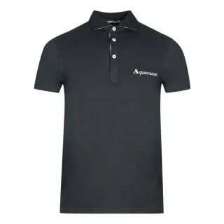Aquascutum Signature Logo Schwarzes Poloshirt