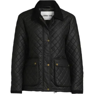 Gesteppte Wachsjacke aus Baumwolle für Damen, Damen, size: regular, Schwarz, Baumwoll-Mischung/Polyester-Mischung, by Lands' End