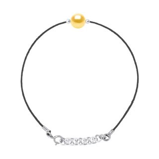 DIADEMA - Armband - Schwarzes Nylon - Süßwasserperle - Gold