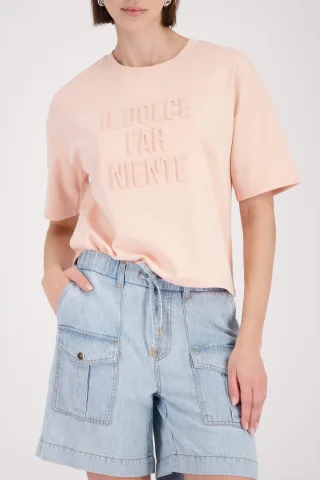 monari - Sweatshirt mit Prägeschriftzug summer peach - Gr. - 40