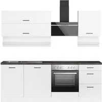 KOCHSTATION Küchenzeile KS-Frieda Breite 220 cm, wahlweise mit E-Geräten, mit 38mm starker Arbeitsplatte