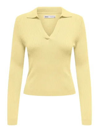 ONLY - ONLKAYA LS POLO KNT NOOS Double Cream - Gr. - M